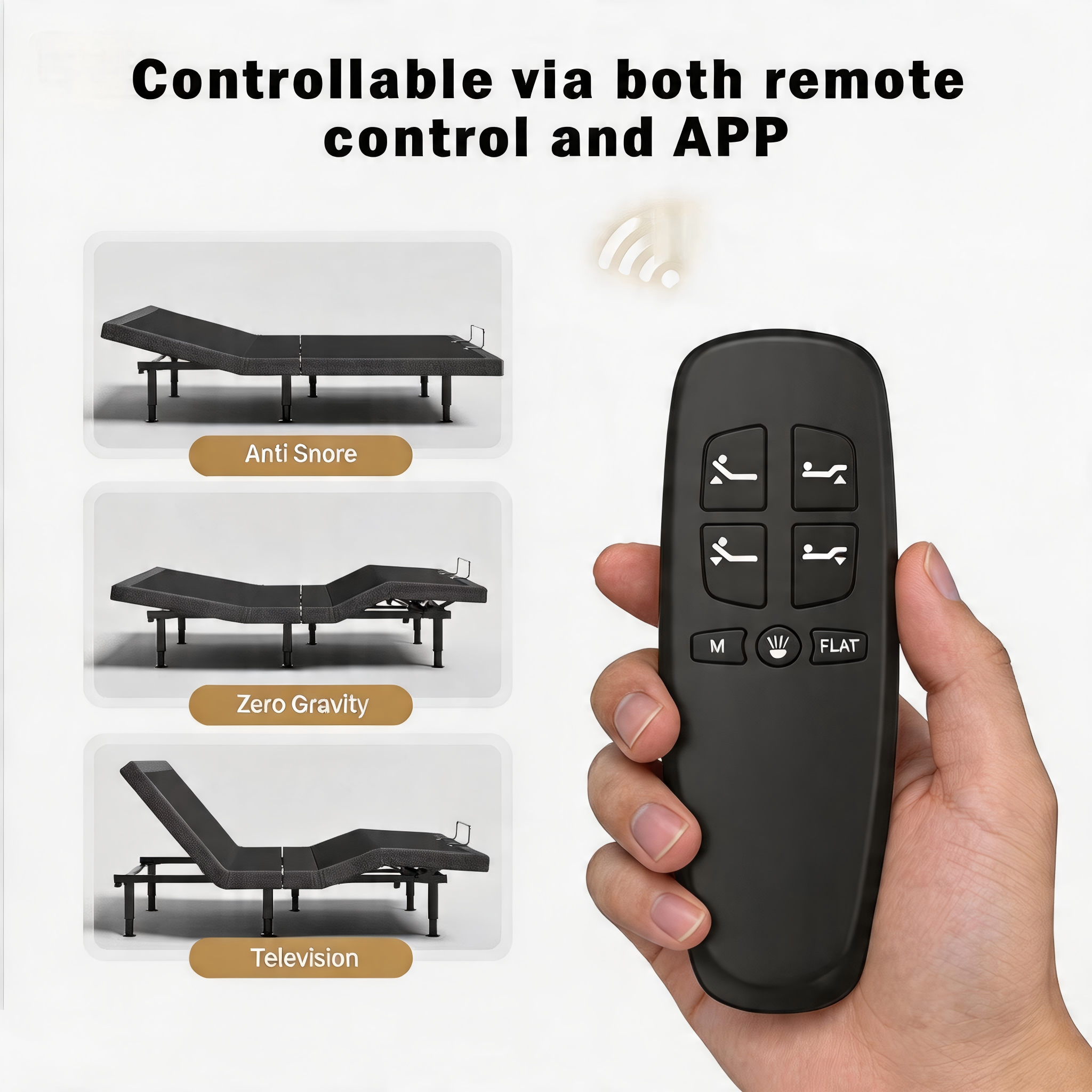 Adjustable Bed Frame Queen Size with APP Control -Wireless Remote Electric Power Bed Foundation I Zero Gravty Height Adjustable Legs 900lbs Capacity