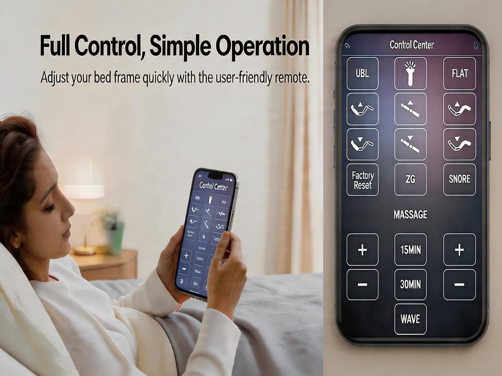 Adjustable Bed Frame Queen Size with APP Control -Wireless Remote Electric Power Bed Foundation I Zero Gravty Height Adjustable Legs 900lbs Capacity
