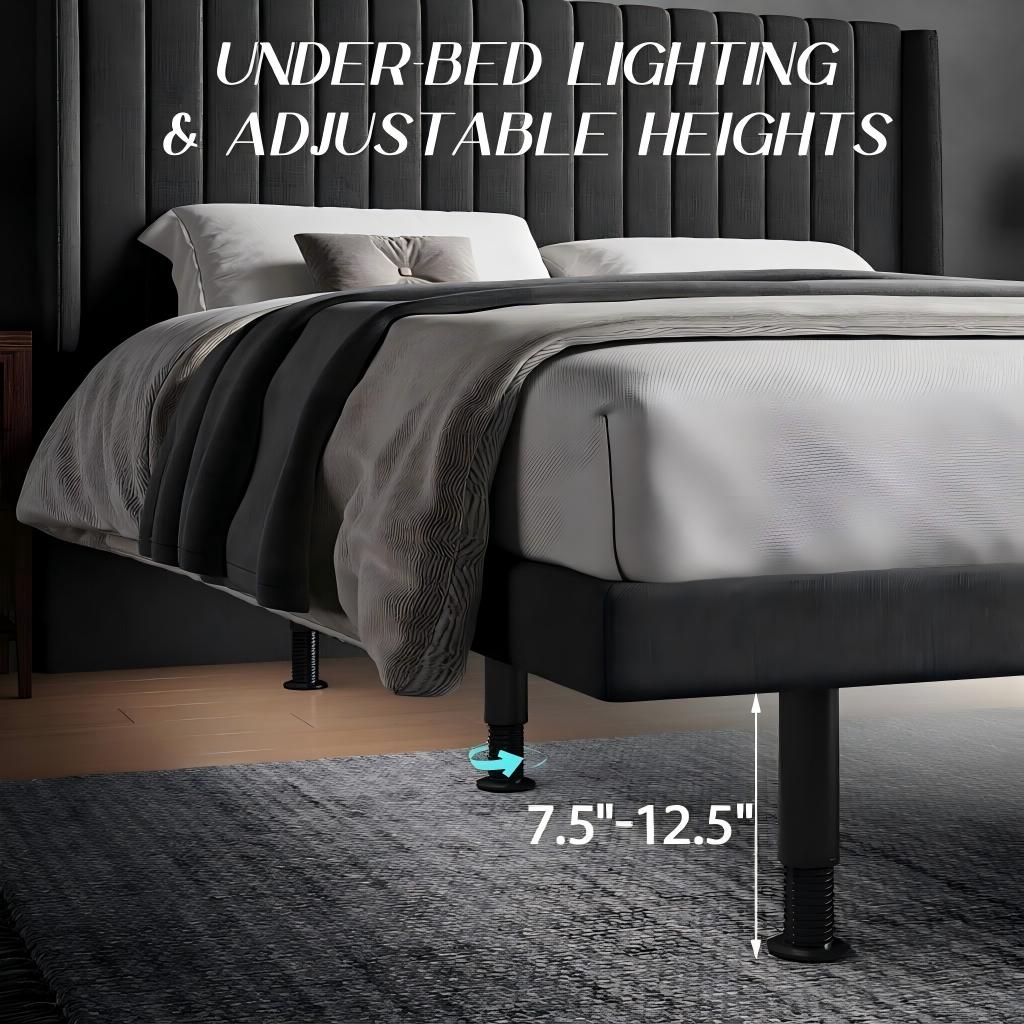 Adjustable Bed Frame Queen with Massage -Wireless Remote Electric Power Bed Foundation Under-Bed Lighting | Zero Gravity | USB PortsX2 | Height Adjustable Legs