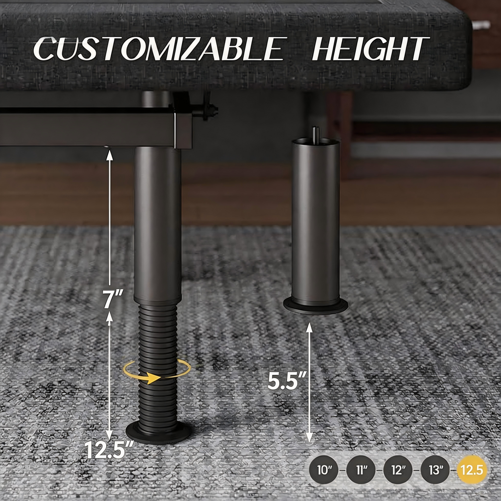 Adjustable Bed Frame Queen with Massage -Wireless Remote Electric Power Bed Foundation Under-Bed Lighting | Zero Gravity | USB PortsX2 | Height Adjustable Legs