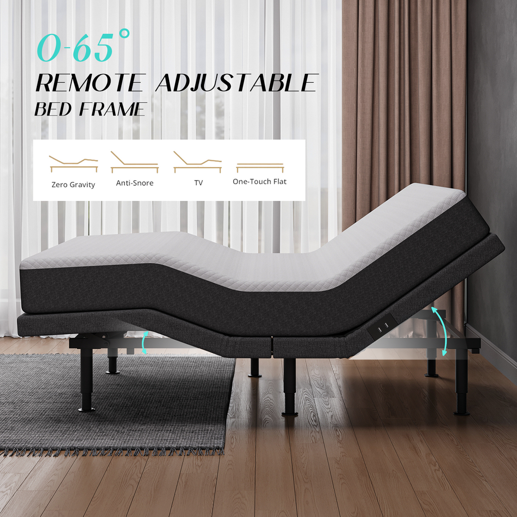 Adjustable Bed Frame Full Size with APP Control -Wireless Remote Electric Power Bed Foundation| Height Adjustable Legs 900lbs Capacity