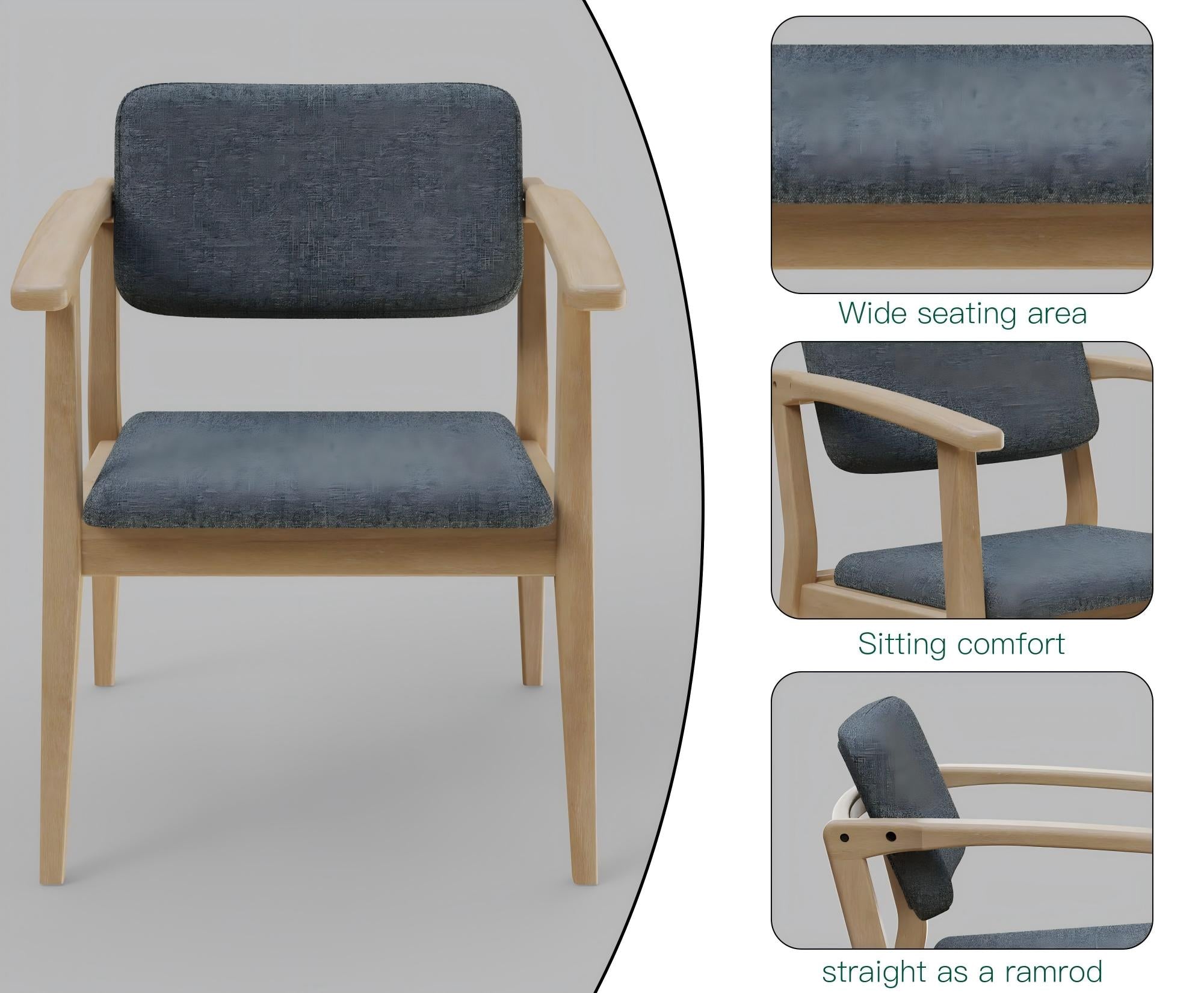 Ergonomic Waist Support Chair, Medium Backrest Modern Upholstered Dining Room Kitchen Side Chair, High-End Imported Beech Wood, Suitable for Living Room/Office (Basic Waist Support Chair)