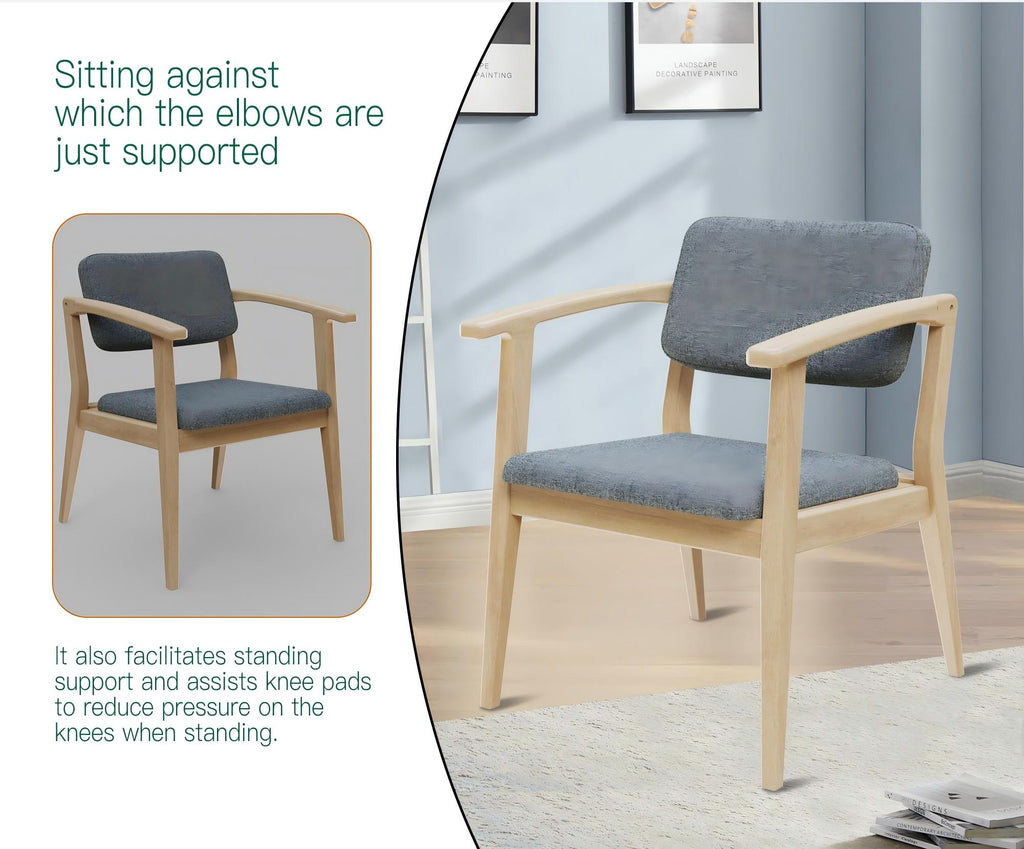 Ergonomic Waist Support Chair, Medium Backrest Modern Upholstered Dining Room Kitchen Side Chair, High-End Imported Beech Wood, Suitable for Living Room/Office (Basic Waist Support Chair)