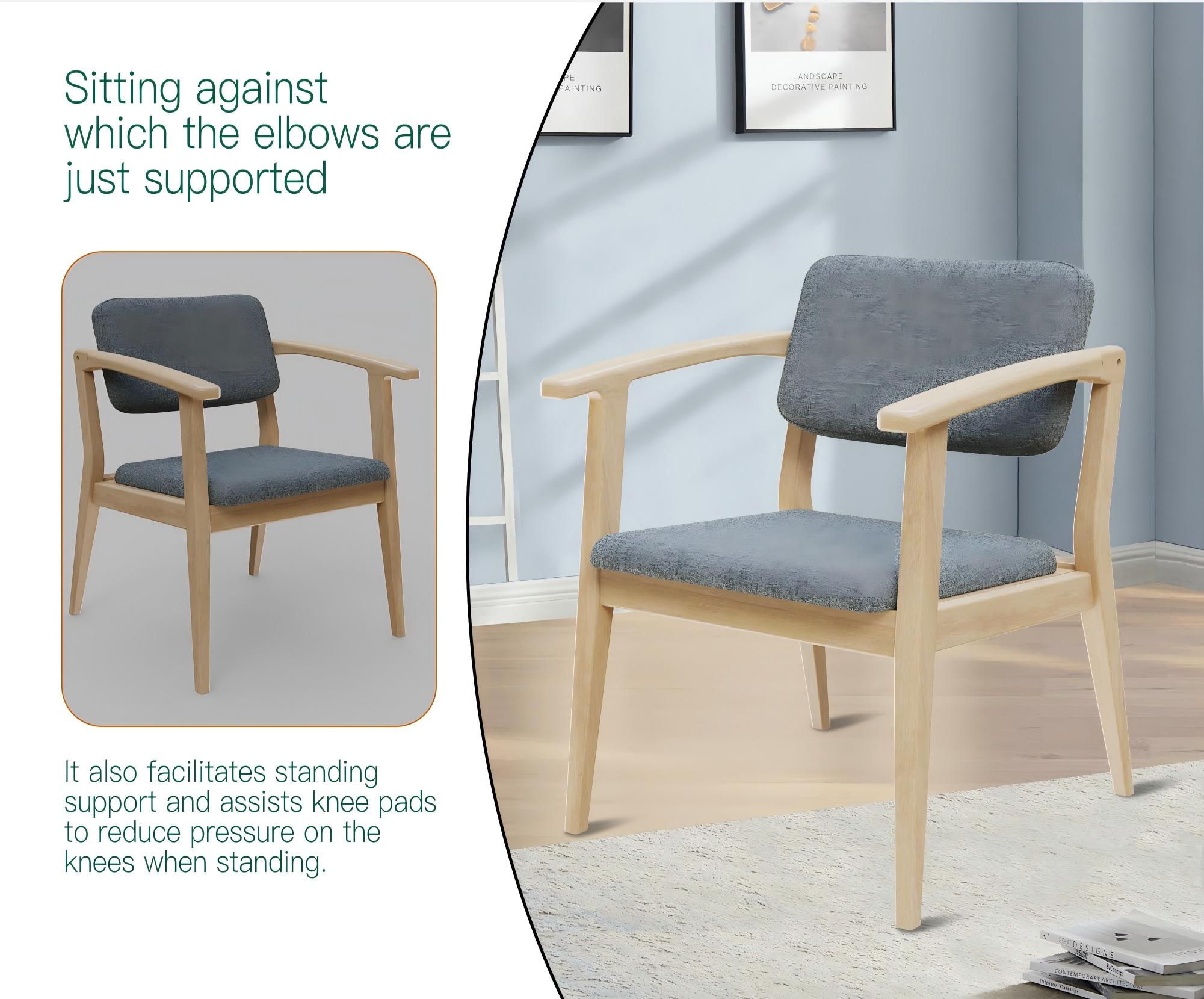 Ergonomic Waist Support Chair, Medium Backrest Modern Upholstered Dining Room Kitchen Side Chair, High-End Imported Beech Wood, Suitable for Living Room/Office (Basic Waist Support Chair)