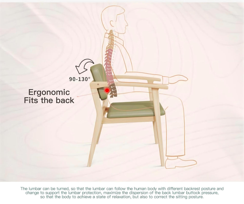 Ergonomic Waist Support Chair, Medium Backrest Modern Upholstered Dining Room Kitchen Side Chair, High-End Imported Beech Wood, Suitable for Living Room/Office (Basic Waist Support Chair)